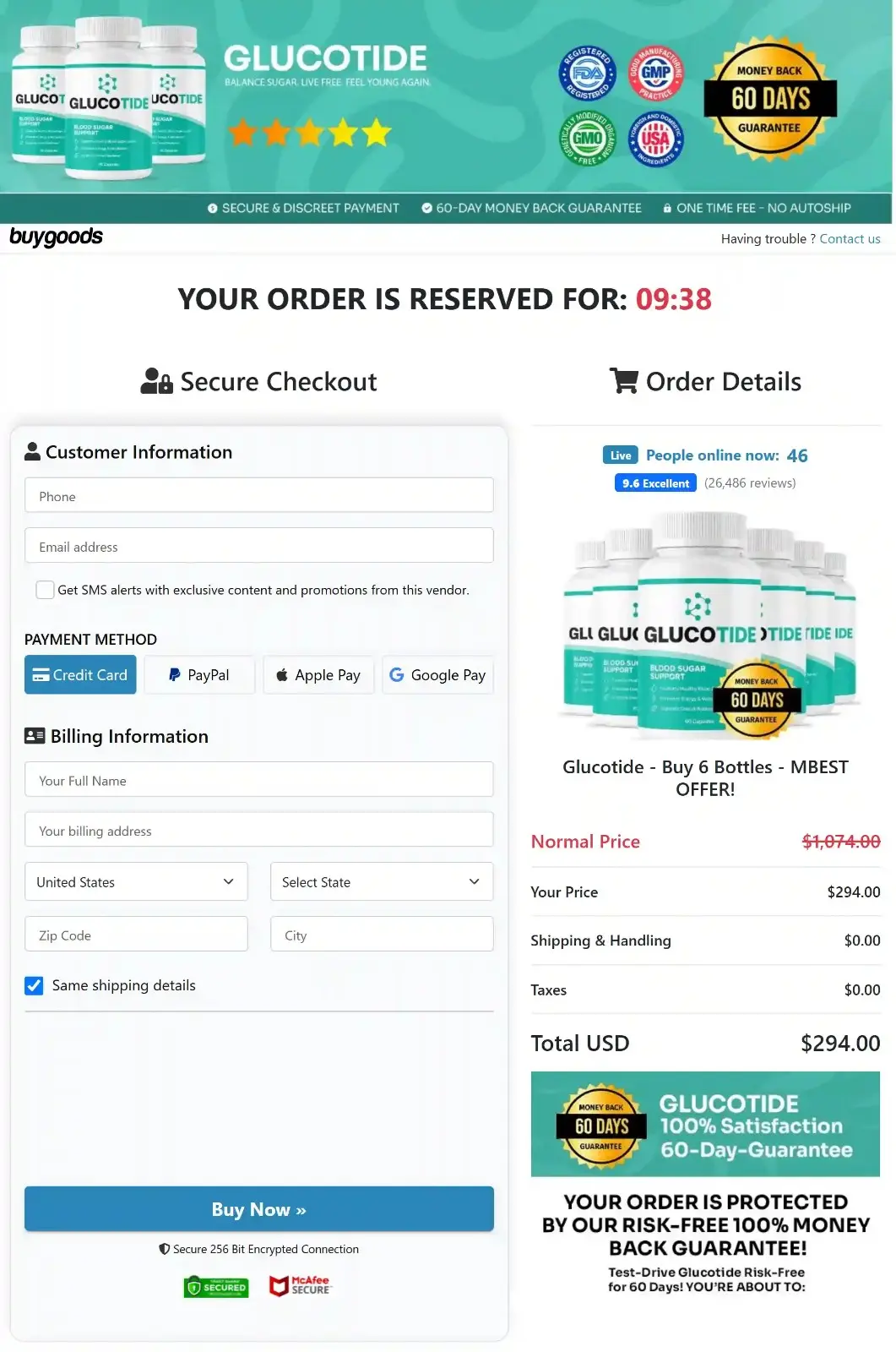 Glucotide CheckoutPage